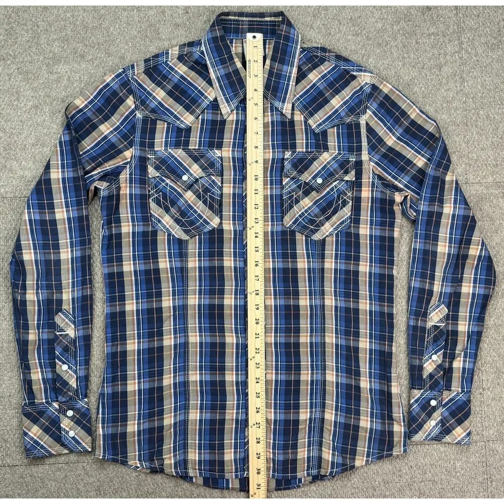 True Religion Men's Button Up Long Sleeve Snap‎ Button Western Shirt Size Large
